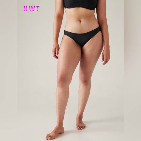 NWT- Athleta Black Clean Medium Bikini Swim Bottom L - Picture 2 of 11